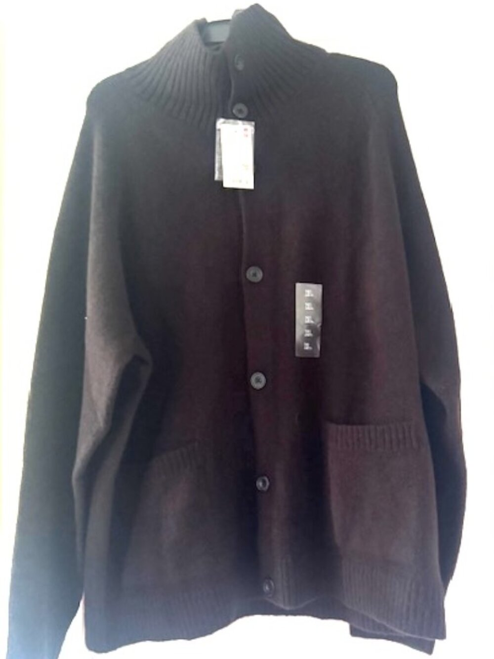 Uniqlo Souffle Yarn  Stand Collar Cardigan In Dark Brown Normcore Minimalist